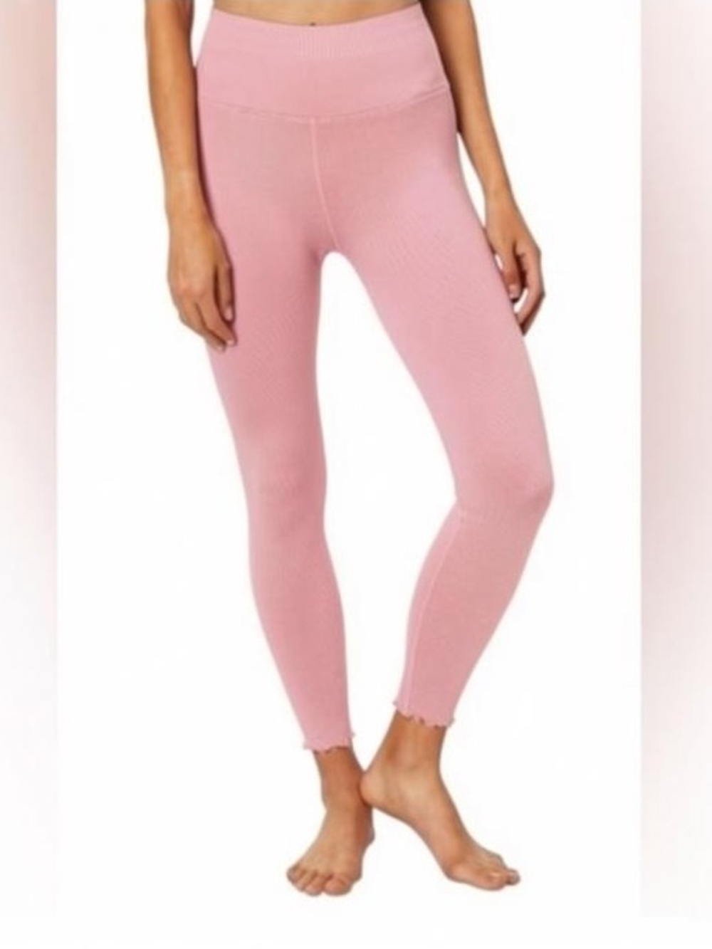 Spiritual Gangster Love Sculpt 7/8 ruffle ribbed leggings rose xs/small